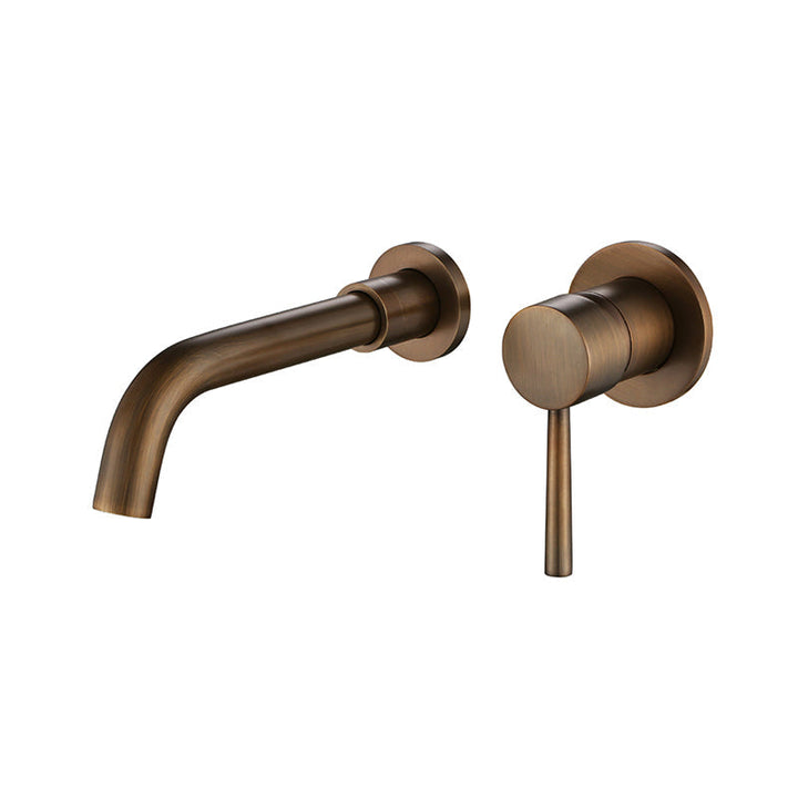 Grifo de baño, monomando de pared, diseño exclusivo en color cobre.