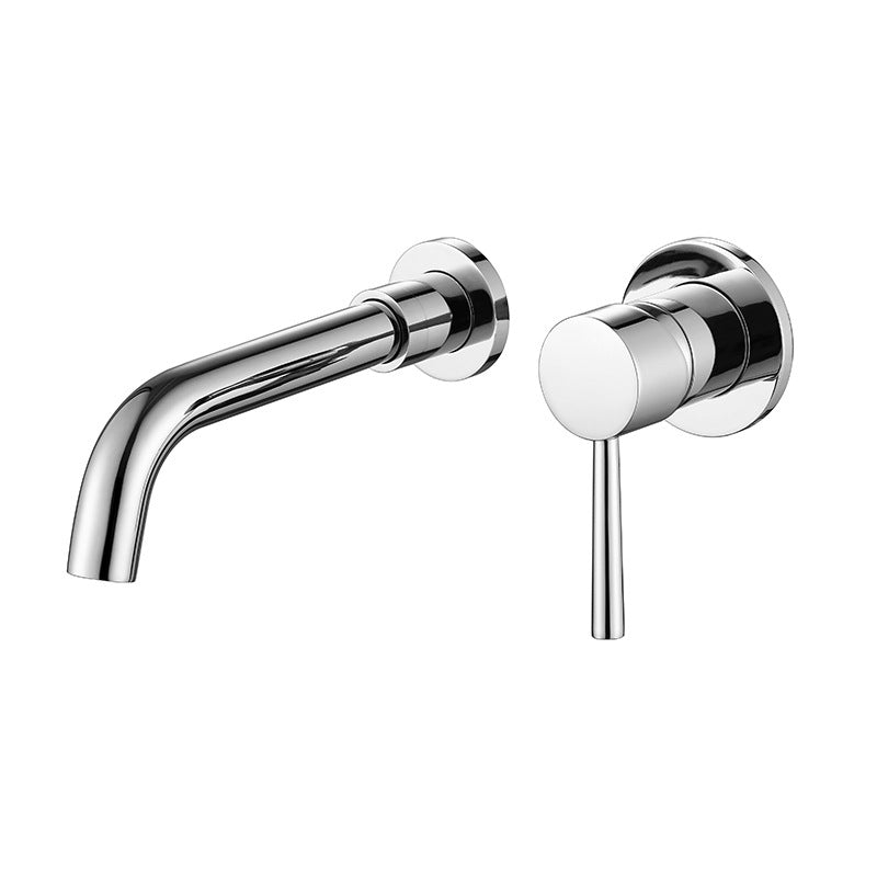 Grifo monomando de pared para baño, diseño moderno y lujoso en plata.