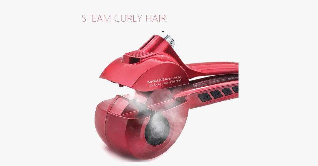 Rizador de cabello automático con vapor para rizos definidos. Peinado rápido y fácil, calidad profesional.