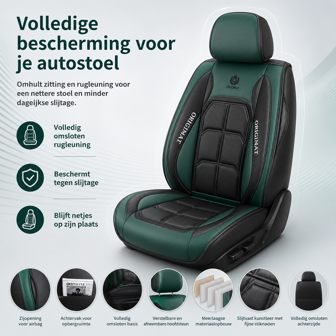 Funda de asiento para coche universal, material cuero PU, estilo elegante y confort.
