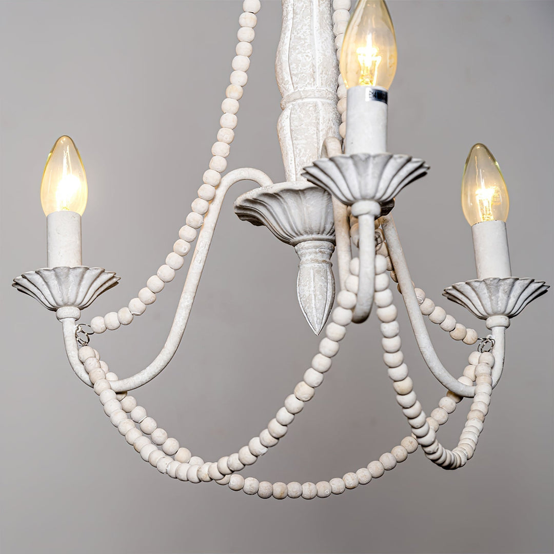 Lámpara colgante de techo, candelabro blanco antiguo mate con 3 brazos. Diseño versátil para hogar.
