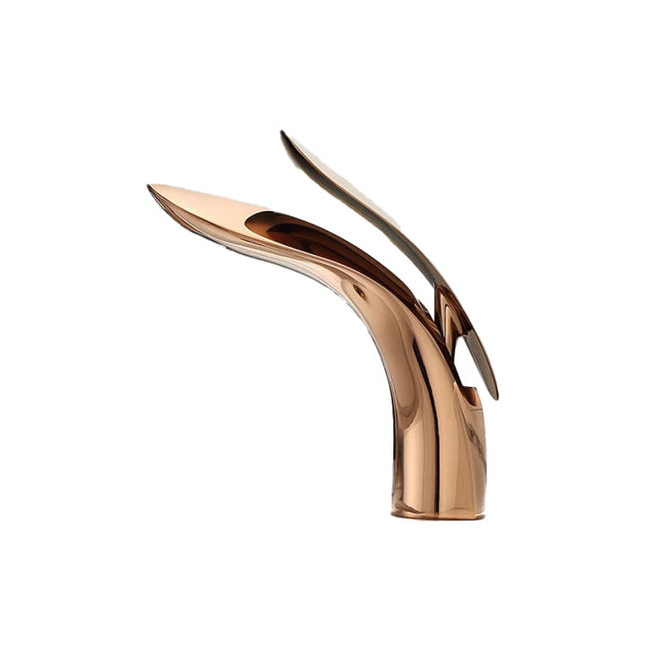 Grifo de lavabo negro elegante, monomando con manija de palanca para fácil uso.