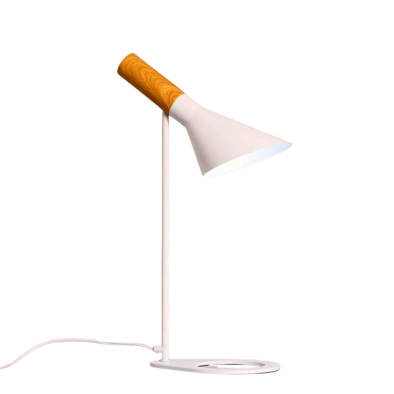 Lámpara LED de diseño versátil para escritorio o pared, ofrece iluminación cálida y moderna para estudio.