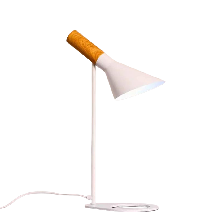 Lámpara LED de diseño versátil para escritorio o pared, ofrece iluminación cálida y moderna para estudio.