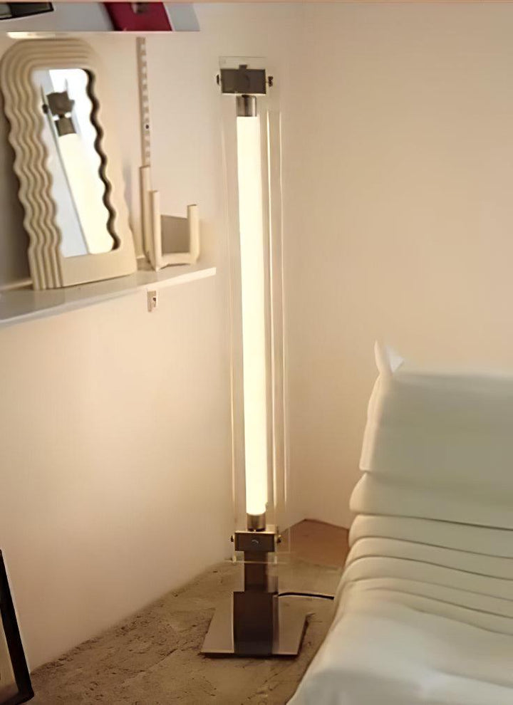Lámpara de pie minimalista M29, pantalla de vidrio, luz LED, estilo industrial, decoración urbana.