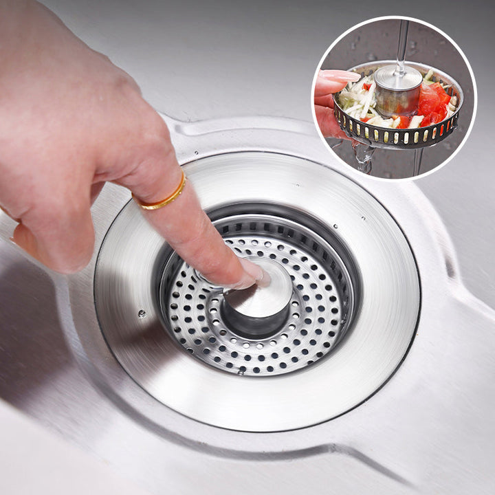 Colador de fregadero 3 en 1 de acero inoxidable anti-obstrucción para cocina.