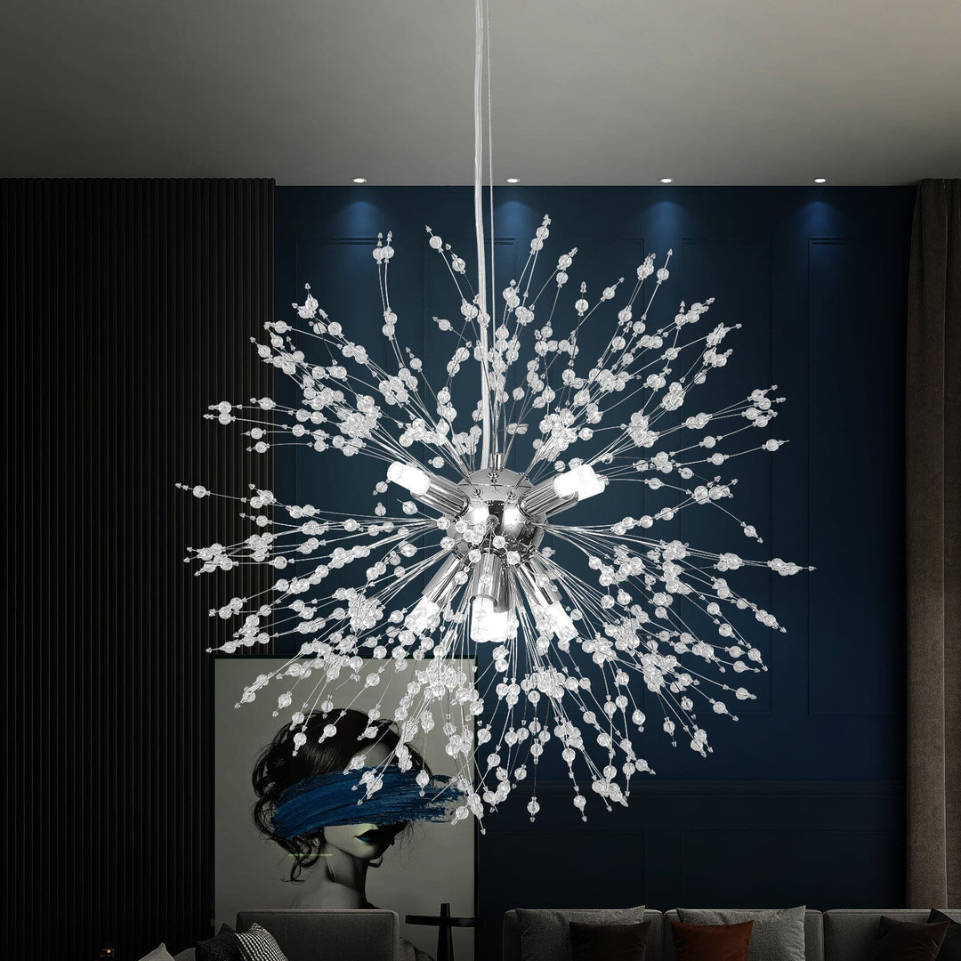 Colgante de techo moderno con esferas de cristal, simula diente de león. Iluminación decorativa.