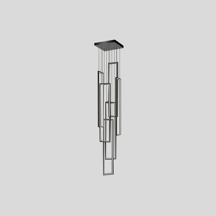 Lámpara de araña LED rectangular, iluminación regulable para tu escalera y estilo.