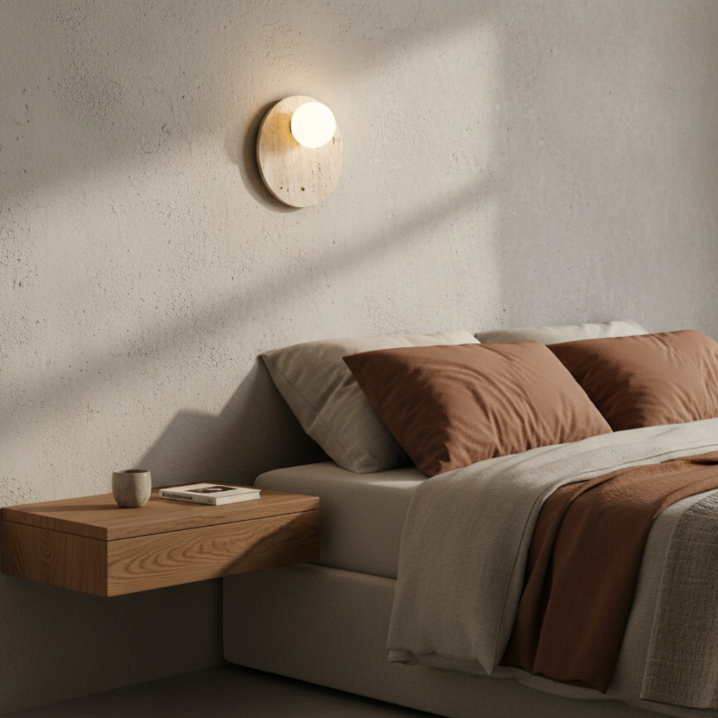 Lámpara de pared LED con luz cálida, diseño Wabi-Sabi minimalista. Ideal para iluminar y decorar cualquier espacio.