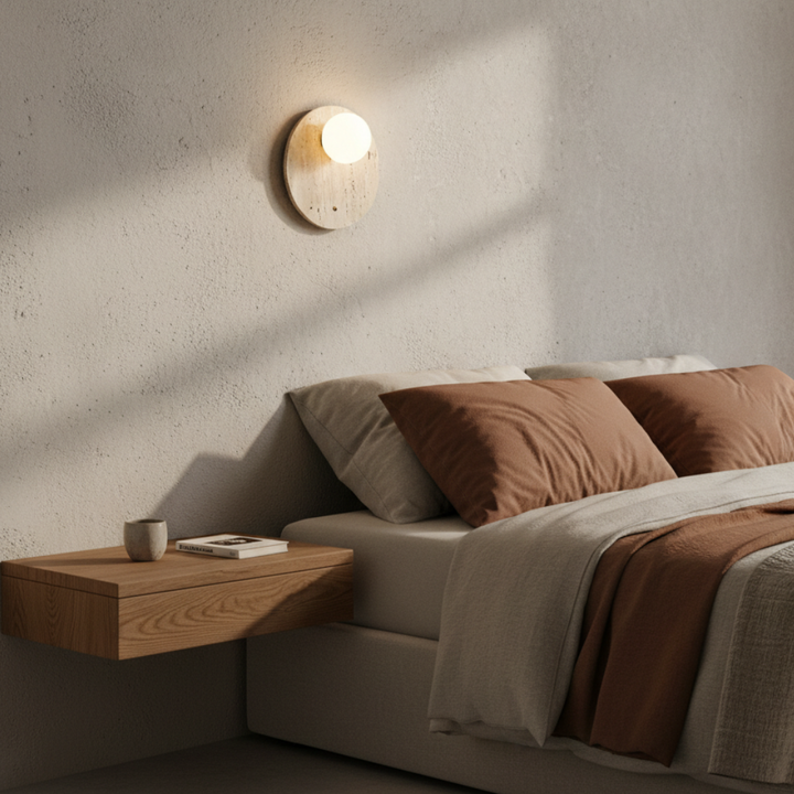 Lámpara de pared LED con luz cálida, diseño Wabi-Sabi minimalista. Ideal para iluminar y decorar cualquier espacio.