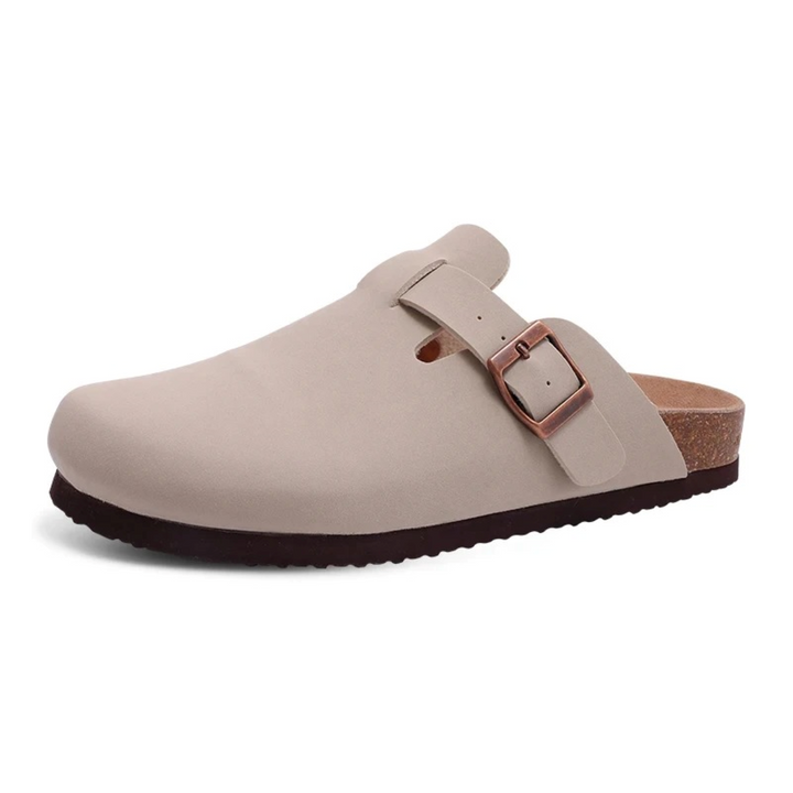 Sandalias de tacón cómodo y plataforma para mujer. Estilo zueco retro, calzado veraniego bohemio casual.