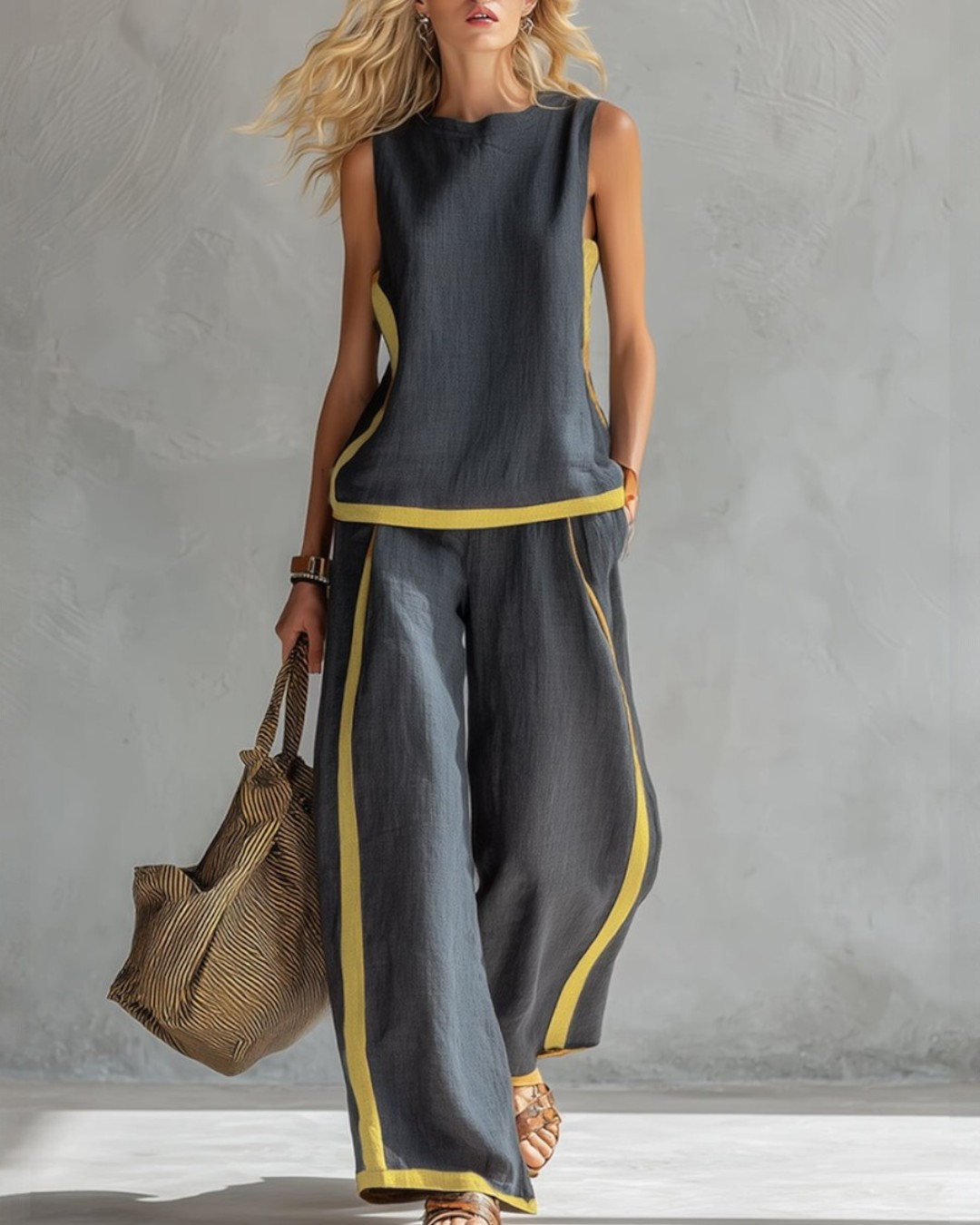 Conjunto de dos piezas Vicenta, estilo moderno y elegante para mujer en verano.