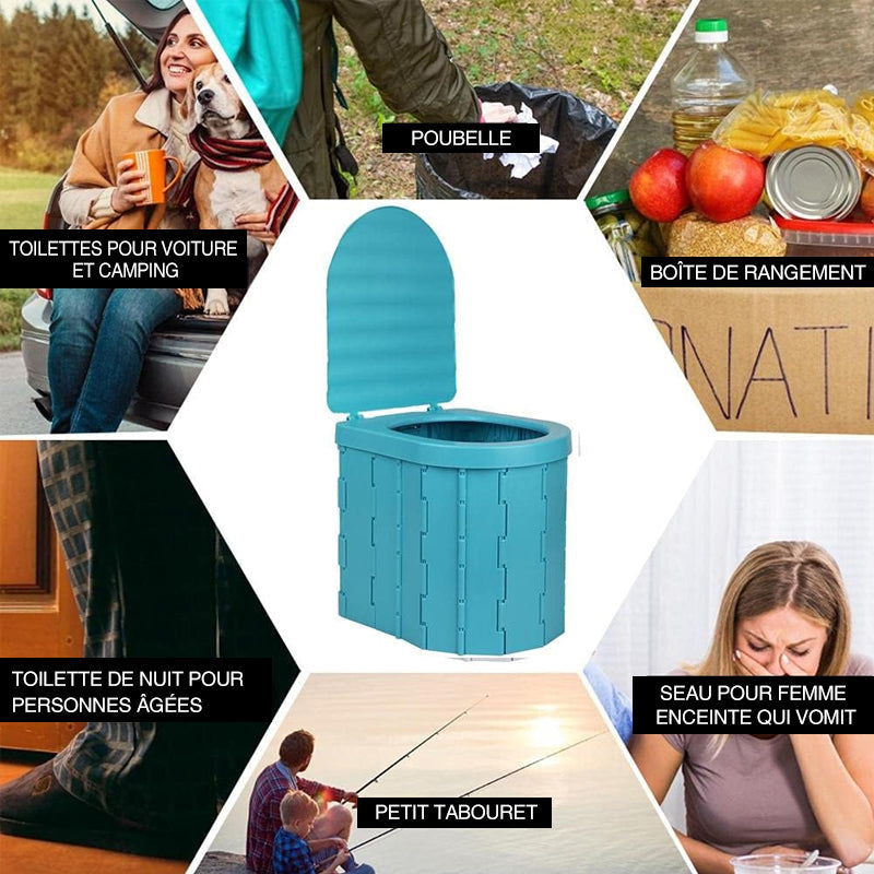 Inodoro portátil plegable para mantener la higiene en la naturaleza y viajes. Imprescindible en exteriores.