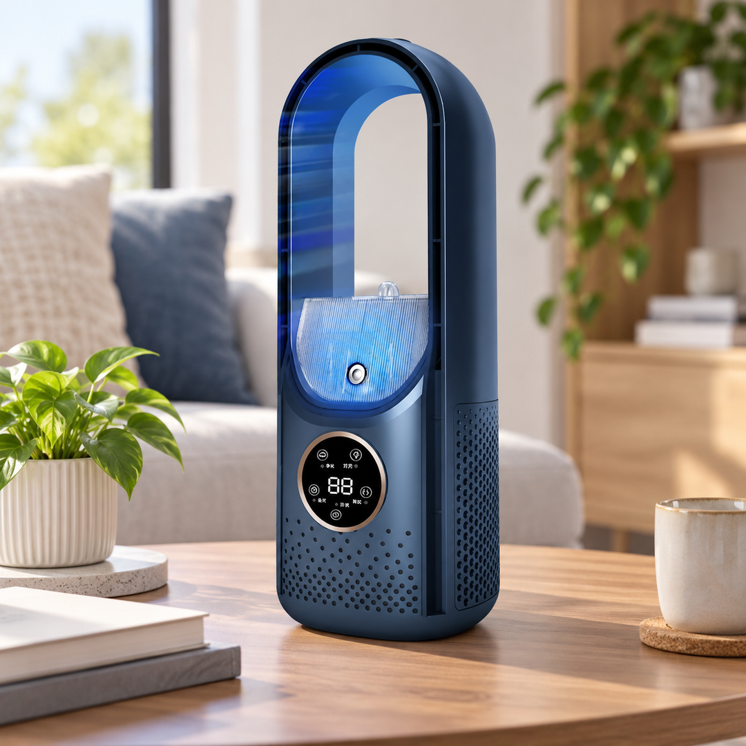 Ventilador enfriador de aire portátil USB. Ideal para hogar y oficina. Proporciona aire fresco.