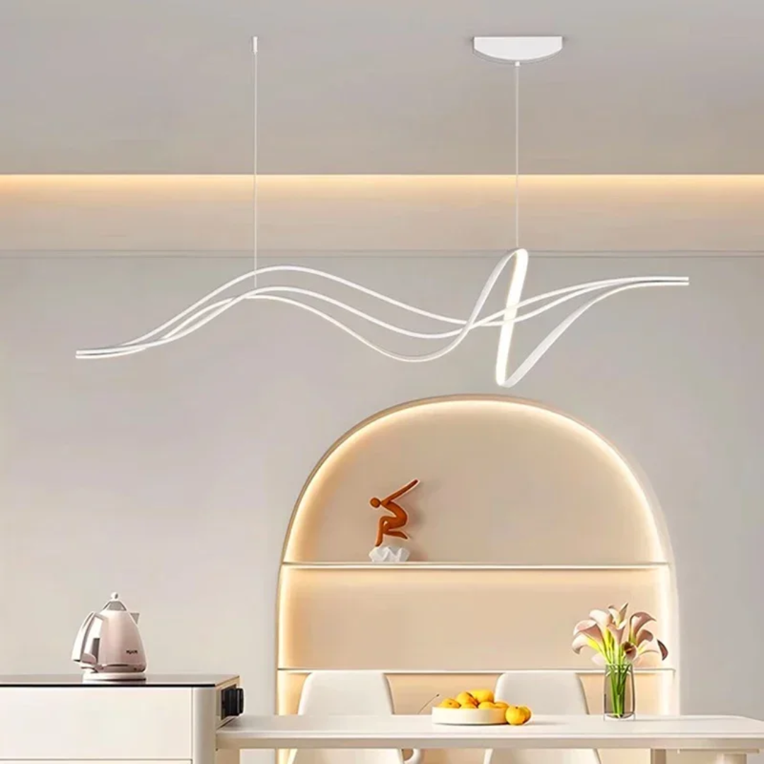 Lámpara de techo colgante LED con diseño moderno, perfecta para iluminación interior de comedores y salones.