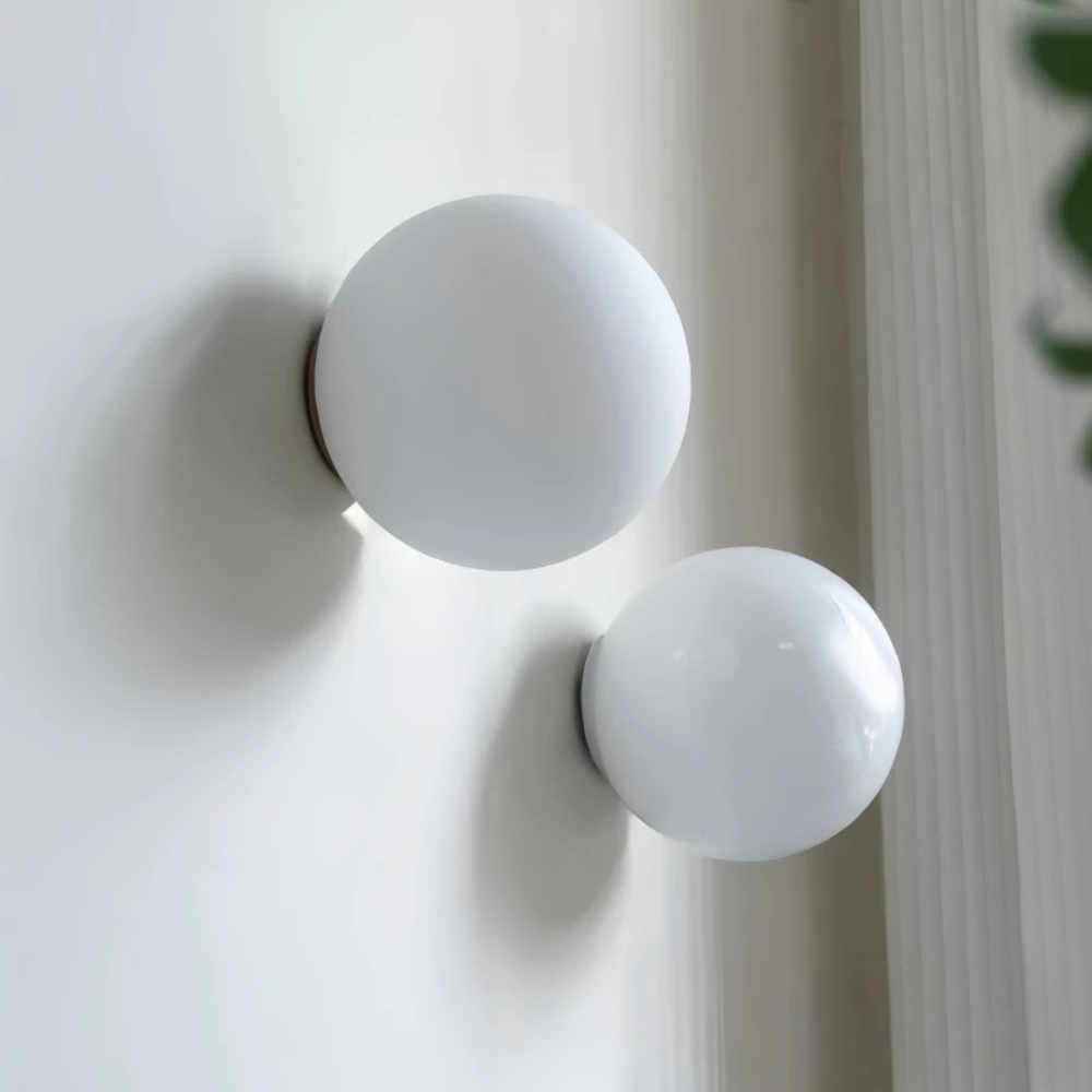 Aplique de pared esférico, iluminación de diseño para decoración minimalista, estilo Japandi.