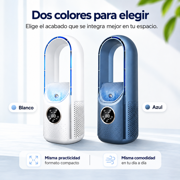 Enfriador de aire portátil con alimentación USB. Disfruta de aire fresco en casa, oficina o viaje.