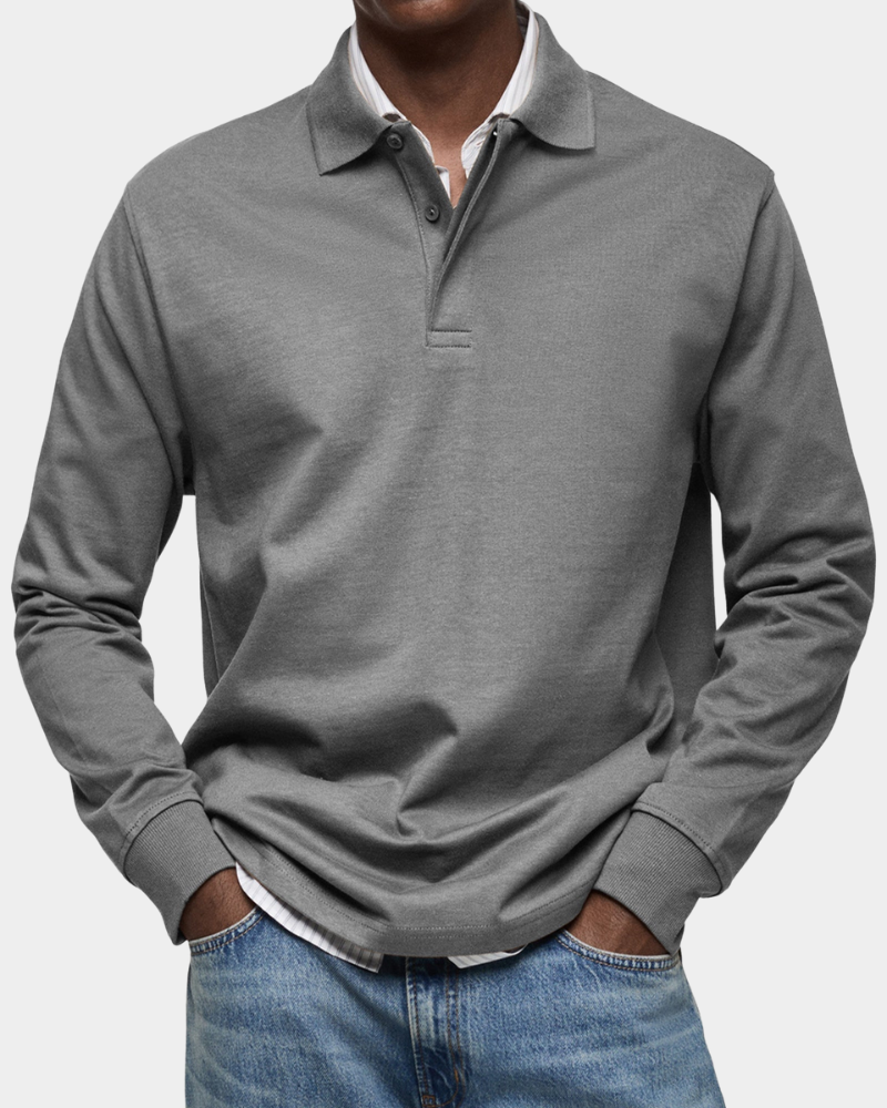 Polo de manga larga de algodón para hombre, textura suave y clásica. Proporciona comodidad y estilo para cualquier ocasión.