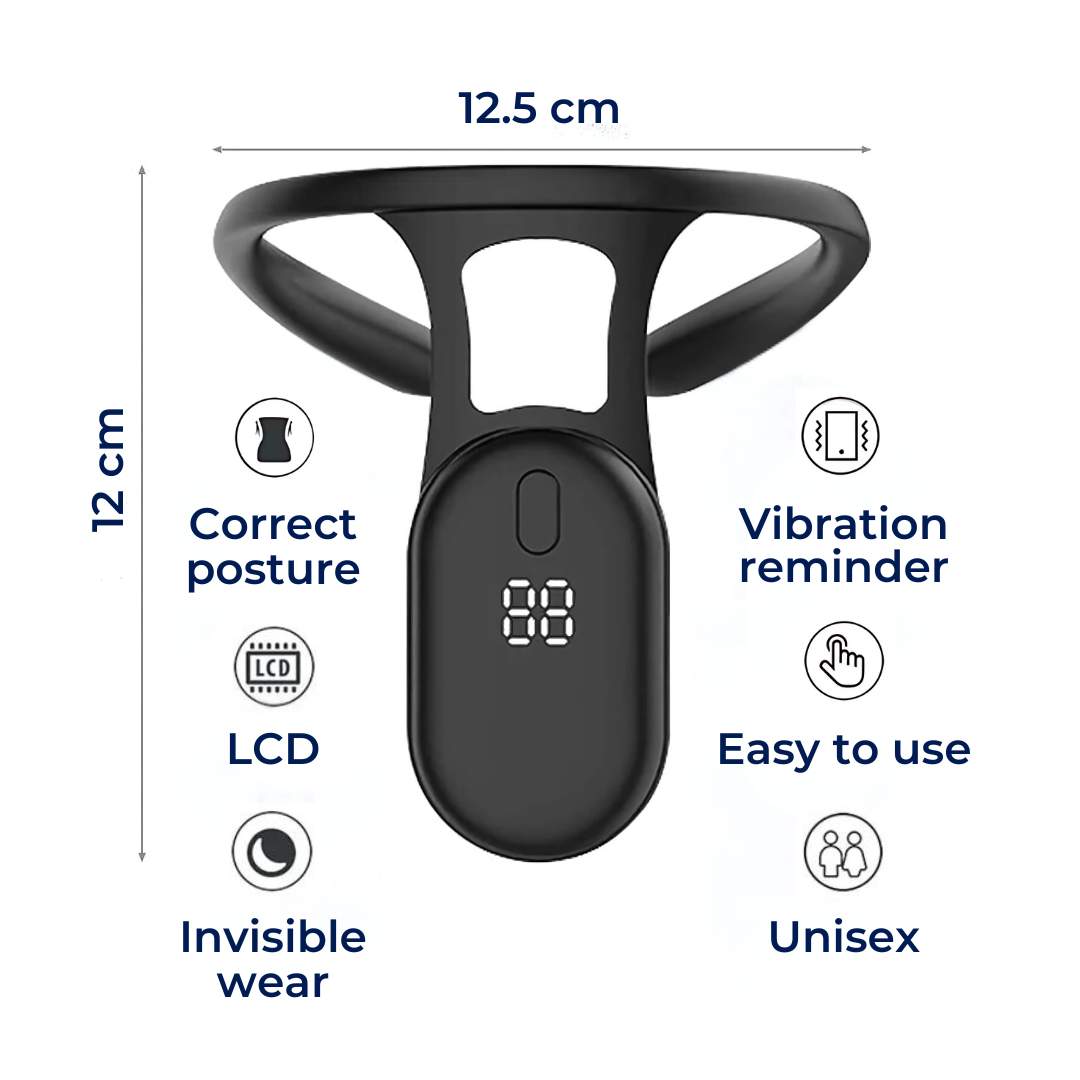 Dispositivo ergonómico corrector de postura. Alivia dolor de espalda y cuello. Bienestar unisex.