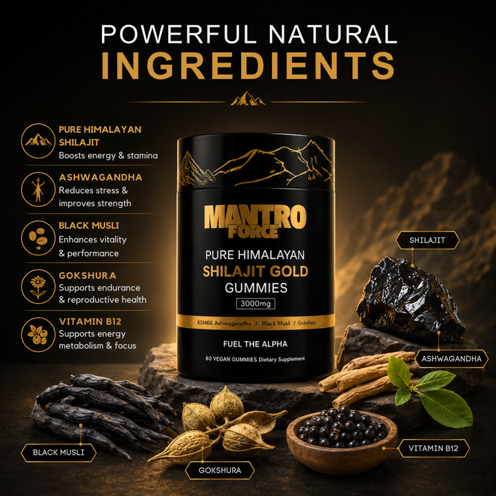 Gomitas de Shilajit para vitalidad. Suplemento natural que aporta energía y mejora el bienestar y rendimiento diario.