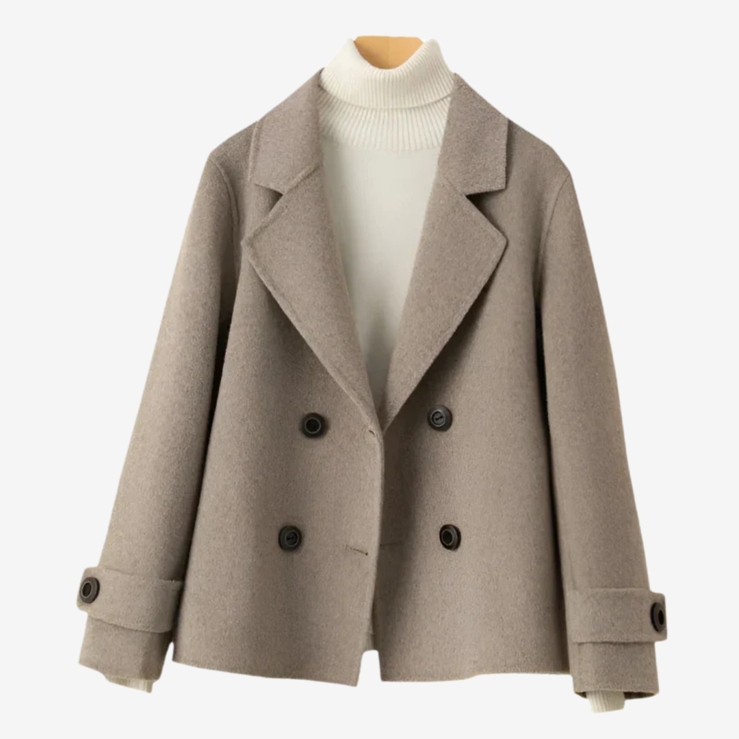 Chaqueta corta clásica de mujer, prenda de abrigo versátil y elegante, perfecta para otoño-invierno.