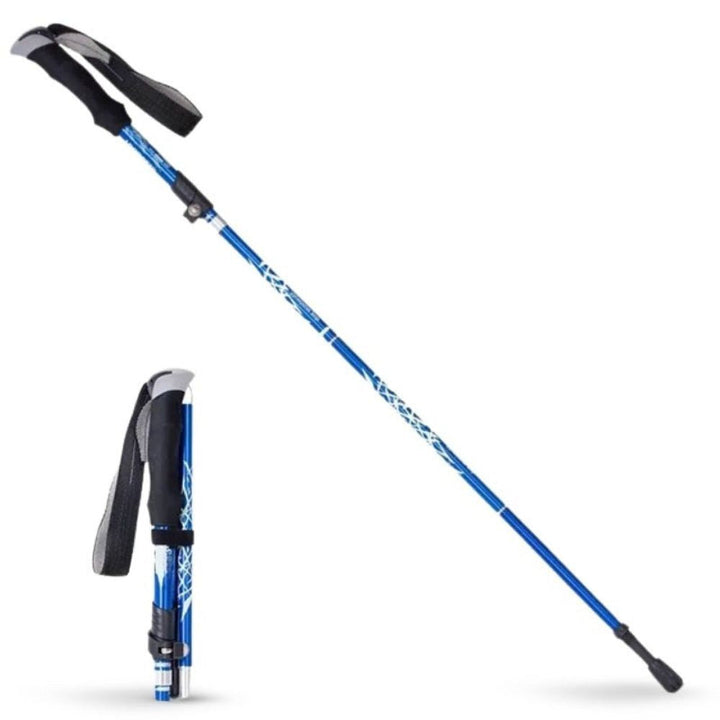 Bastón de aventura premium, automático y retráctil, esencial para senderismo y aire libre con calidad.