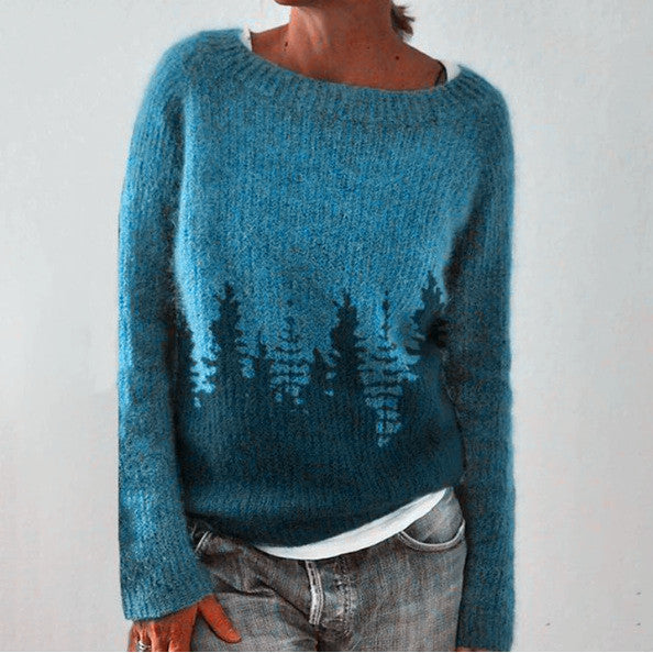 Suéter casual de mujer de manga larga. Prenda suave y versátil para invierno u otoño, ofreciendo comodidad y estilo.
