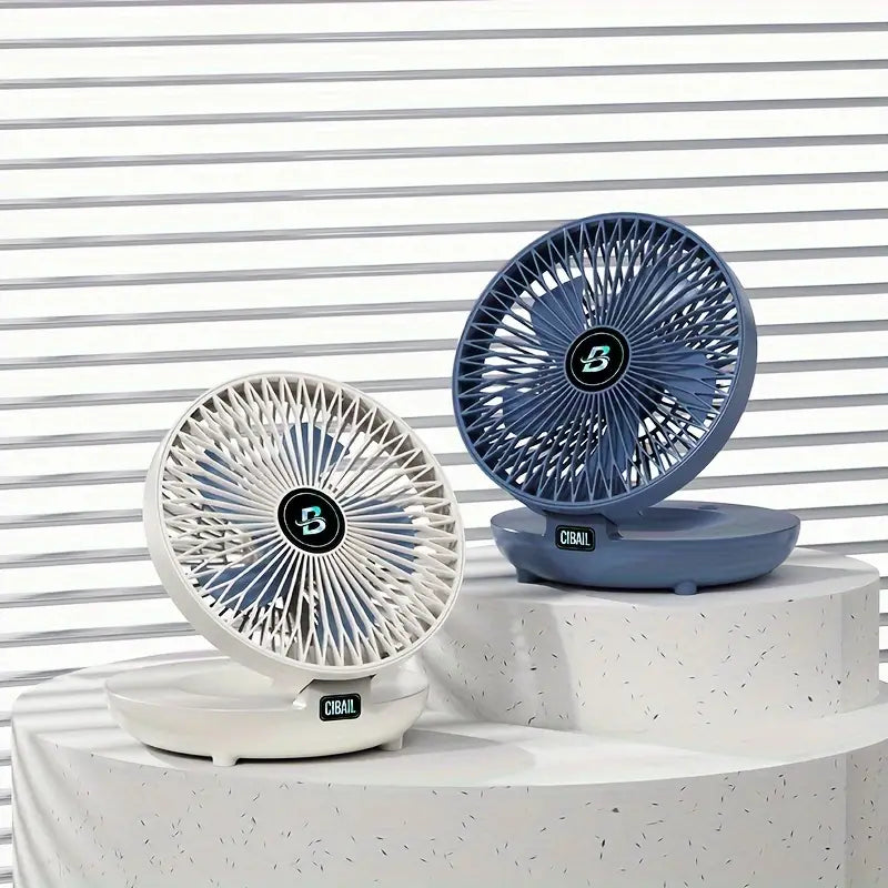 Ventilador USB portátil y recargable, con diseño elegante y compacto. Perfecto para cualquier espacio personal.