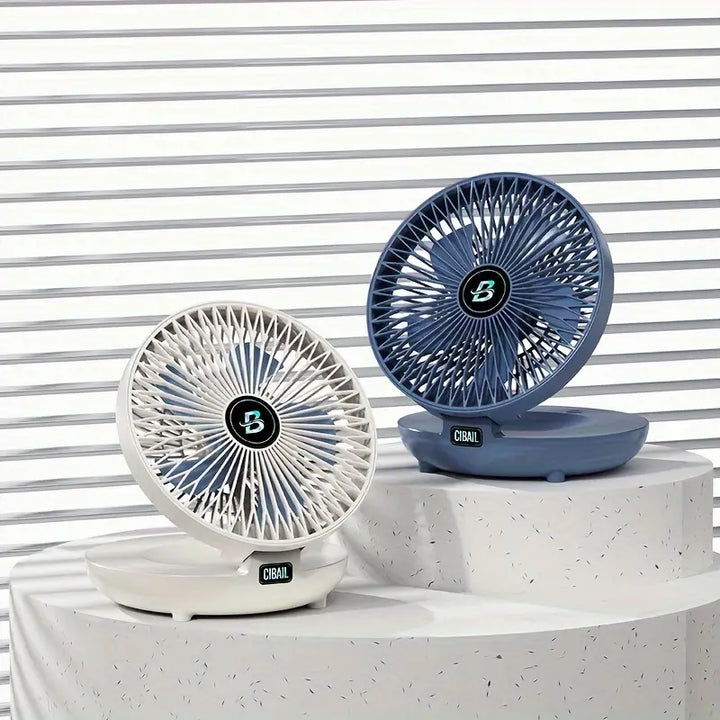 Ventilador USB portátil y recargable, con diseño elegante y compacto. Perfecto para cualquier espacio personal.