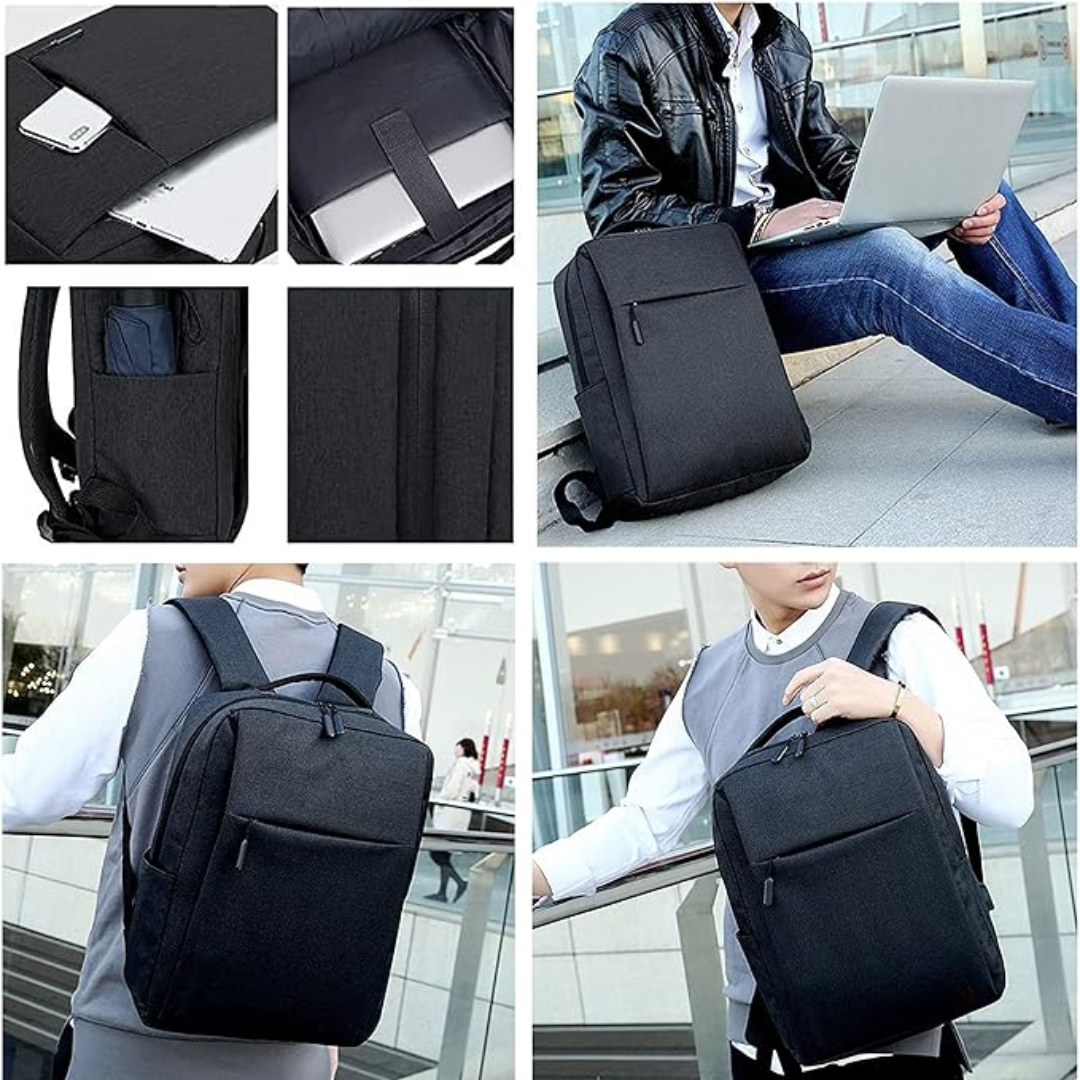 Mochila antirrobo unisex gris y negra, moderna para laptop, seguridad en viajes y ciudad.