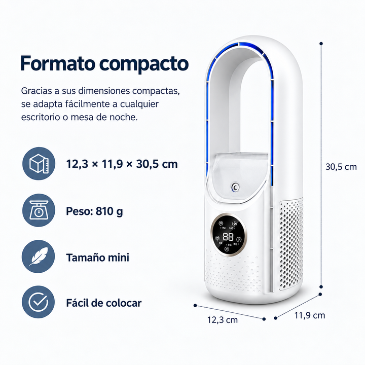 Enfriador de aire USB para el hogar. Solución de climatización personal económica y práctica.