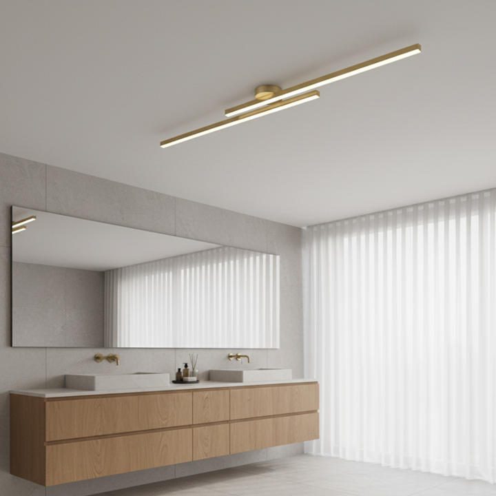 Lámpara lineal moderna. Luz de diseño minimalista para iluminación de hogar con LED.