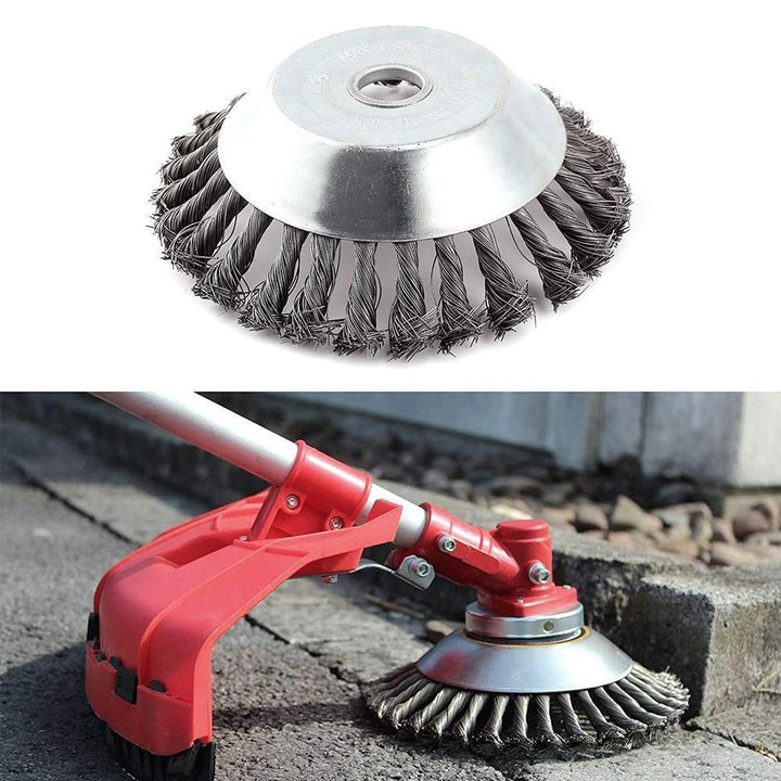 Cabezal de desbrozadora de acero para césped y maleza, herramienta de poda resistente para tu jardín.