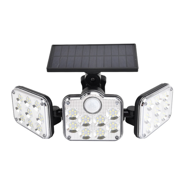 Foco LED solar de diseño moderno para seguridad exterior, resistente a la intemperie en el jardín.