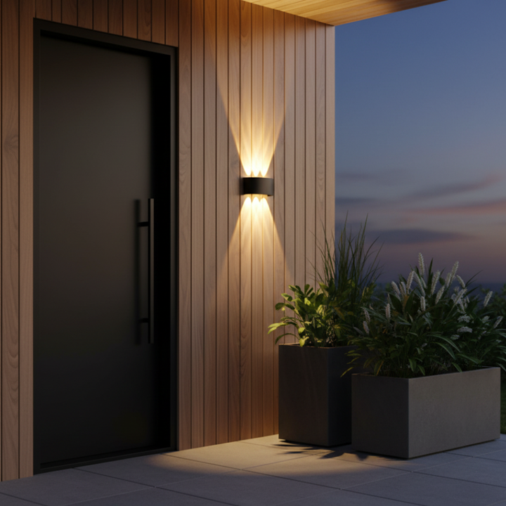 Aplique LED de arco, luz exterior para jardín, diseño moderno, resistente al agua IP65.