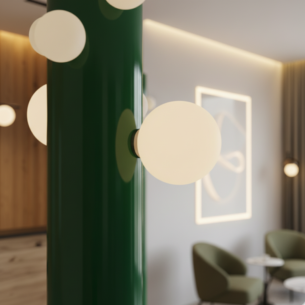 Lámpara de pie verde y blanca. Diseño moderno y elegante. Crea luz ambiental en tu salón o dormitorio.