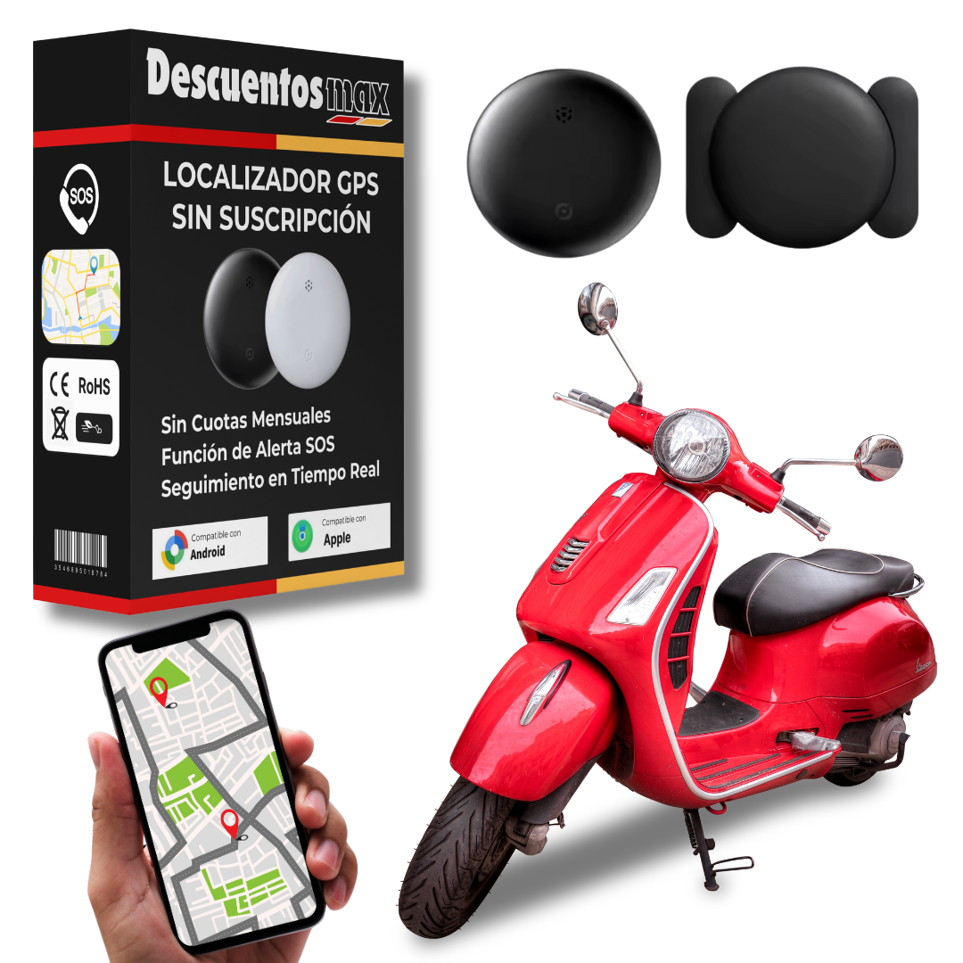 Localizador GPS antirrobo para vehículos. Rastrea tu coche, moto o bici con seguridad, sin suscripción.
