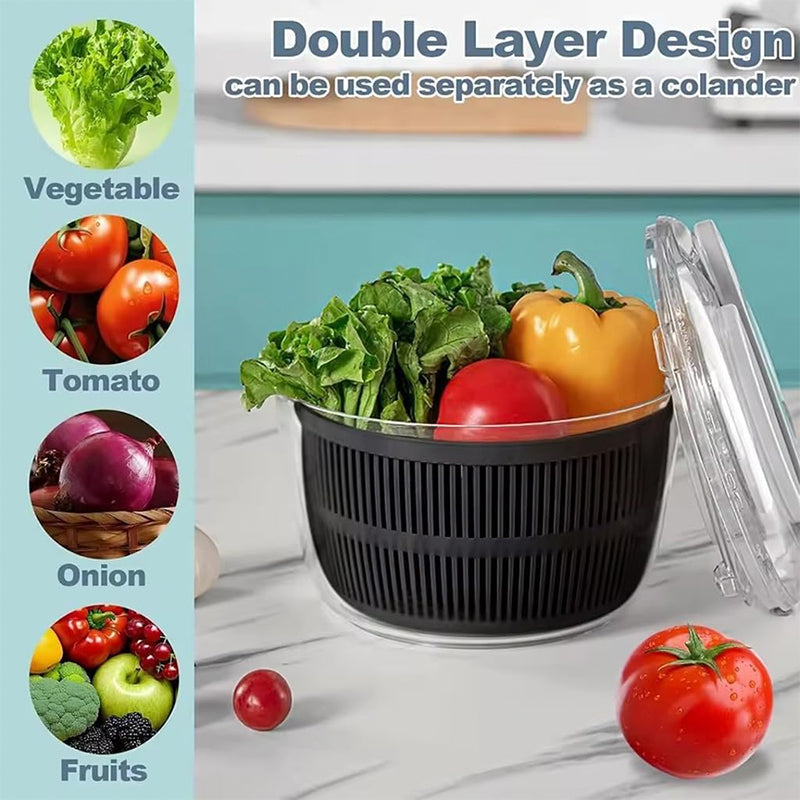 Herramienta de cocina imprescindible, este centrifugador de ensalada seca tus hojas perfectamente para aderezar.