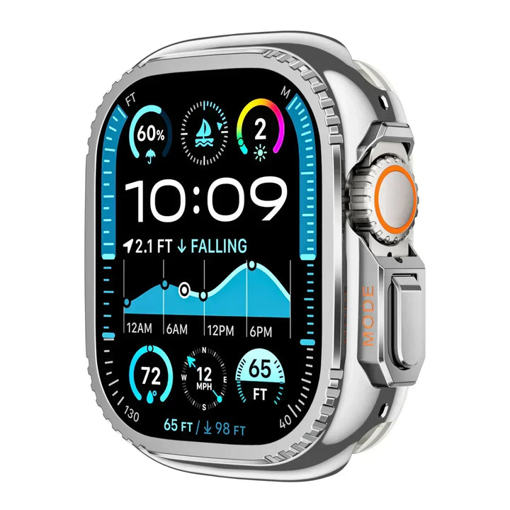 Reloj inteligente con funda protectora de aluminio. Refuerzo antigolpes.