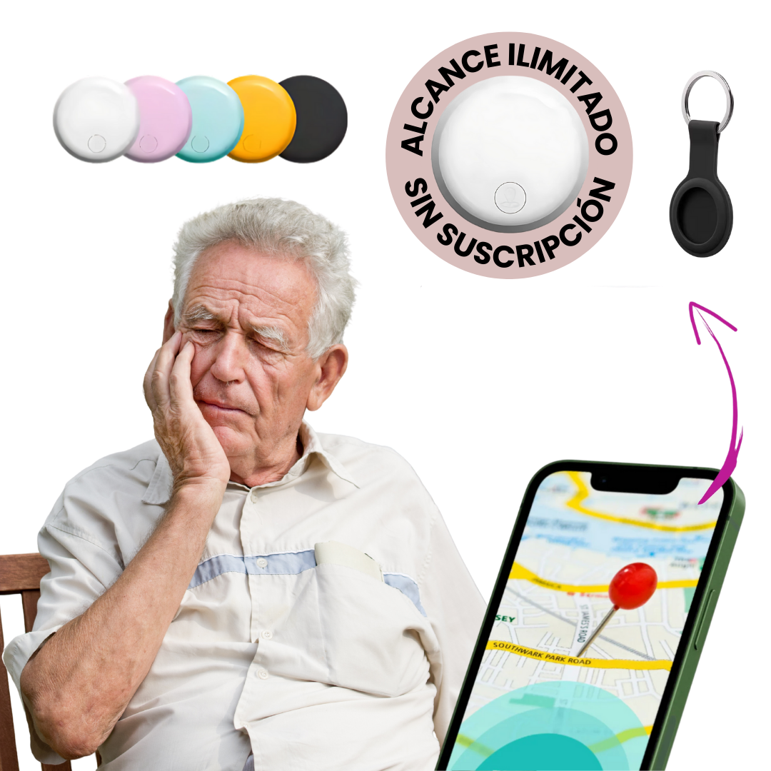 Rastreador GPS compacto para adultos mayores, localización precisa y seguridad familiar.