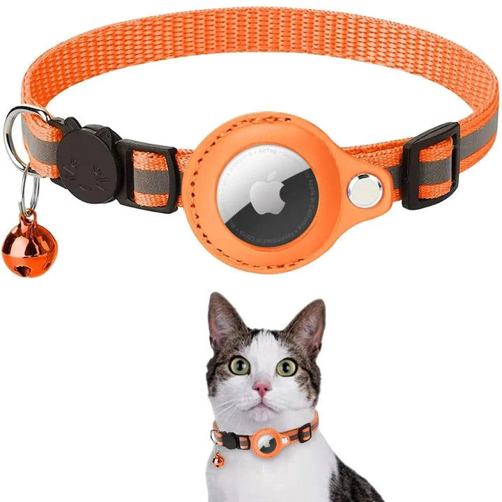 Collar GPS para gatos de nylon, ajustable, reflectante, con campana y liberación rápida.