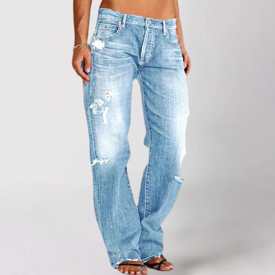 Pantalones vaqueros anchos para mujer, talle bajo. Denim casual y cómodo, que ofrece un estilo relajado y versátil.