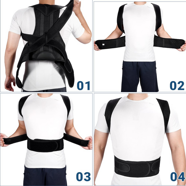 Faja correctora lumbar ligera y transpirable para soporte de espalda, mejora la postura, color negro.