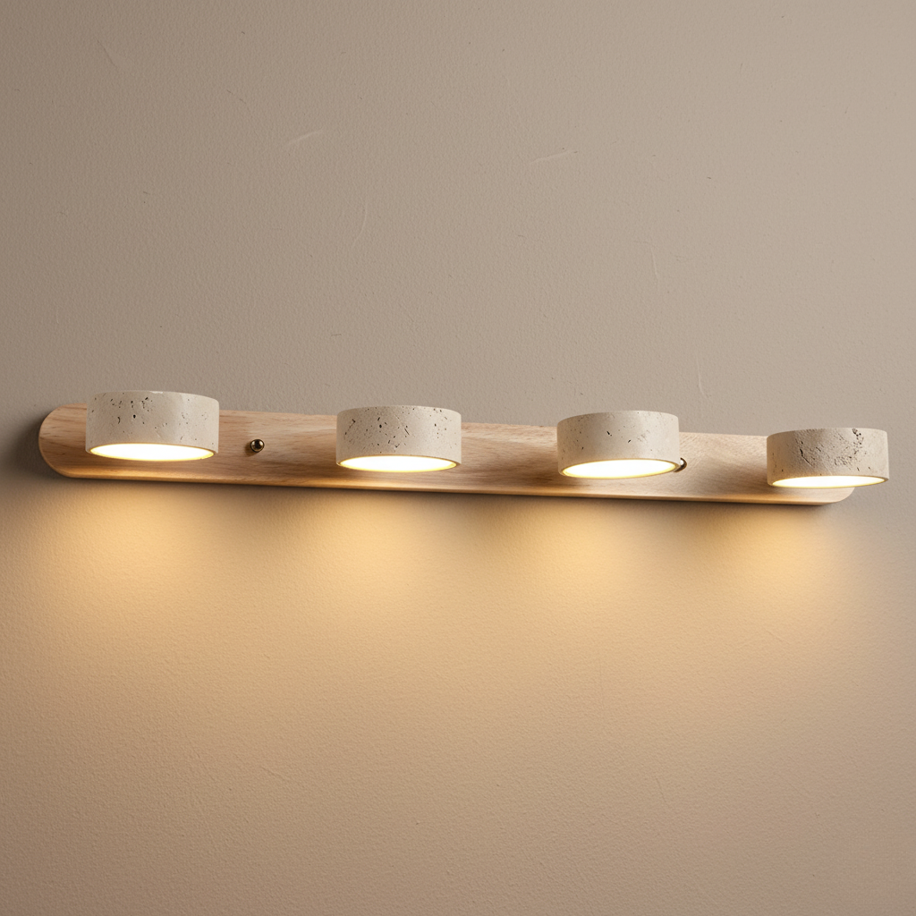 Aplique moderno Wabi Sabi con luz cálida, ideal para decoración minimalista.