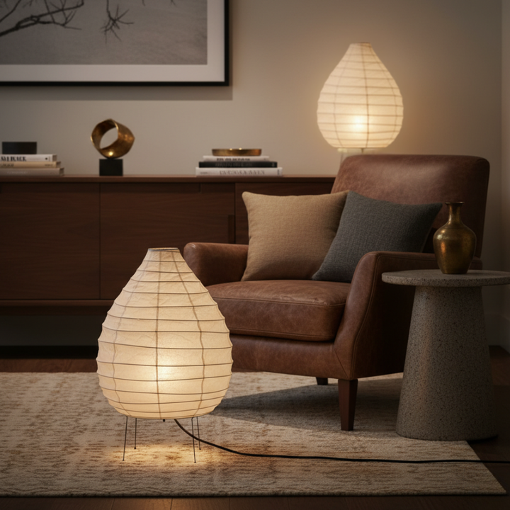 Iluminación artística Japandi, lámpara de diseño japonés minimalista para decoración interior del hogar.