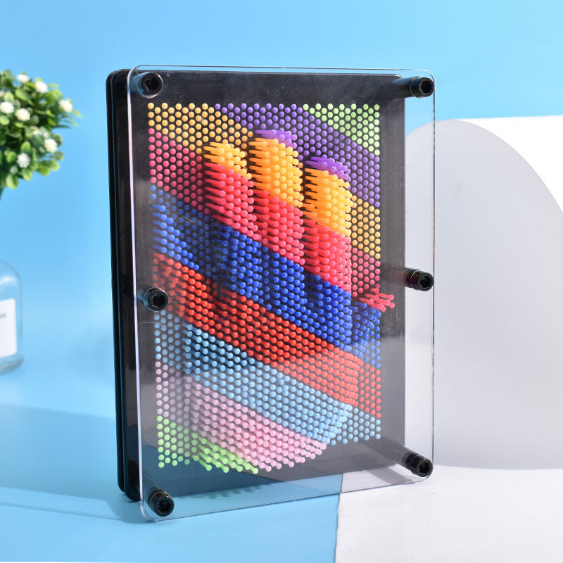 Crea arte 3D con este juguete interactivo Pin Art. Escultura de plástico para relajación y decoración creativa.