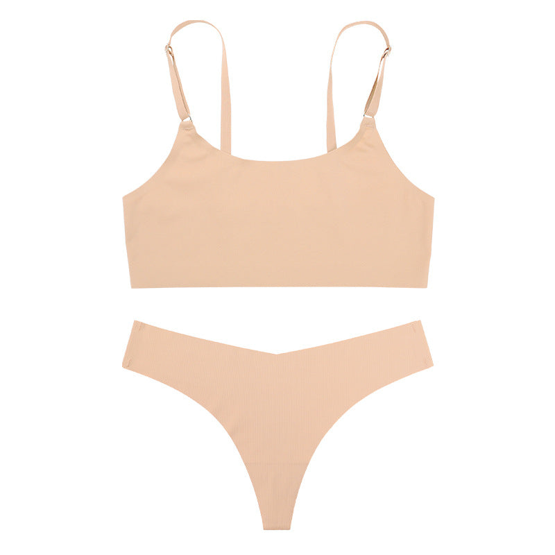 Lencería sin costuras de mujer Ice Silk. Set de bralette y tanga transpirables, suaves y muy cómodos.