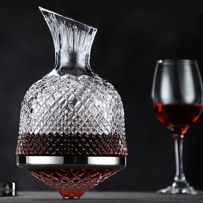 Decantador de vino de lujo de cristal 1500ml, aireador giratorio, realza la experiencia del vino.