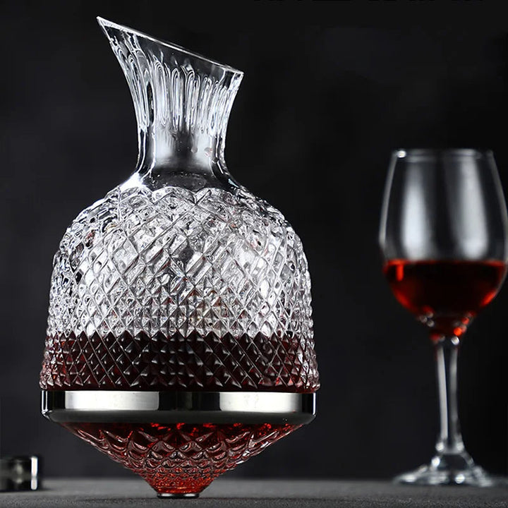 Decantador de vino de lujo de cristal 1500ml, aireador giratorio, realza la experiencia del vino.