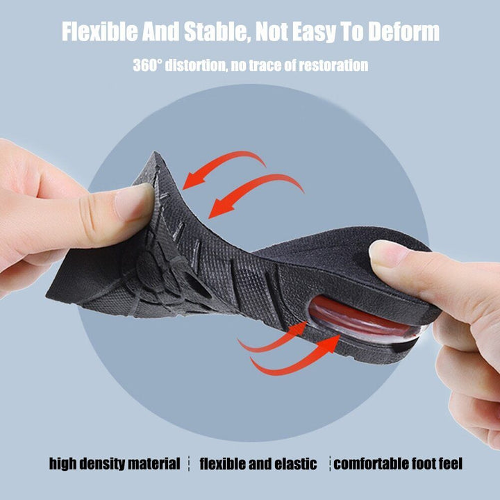 Plantillas para incrementar altura, diseñadas para un ajuste cómodo en tus zapatos. Incremento discreto y efectivo.